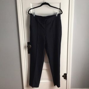 Navy and white pinstriped pants